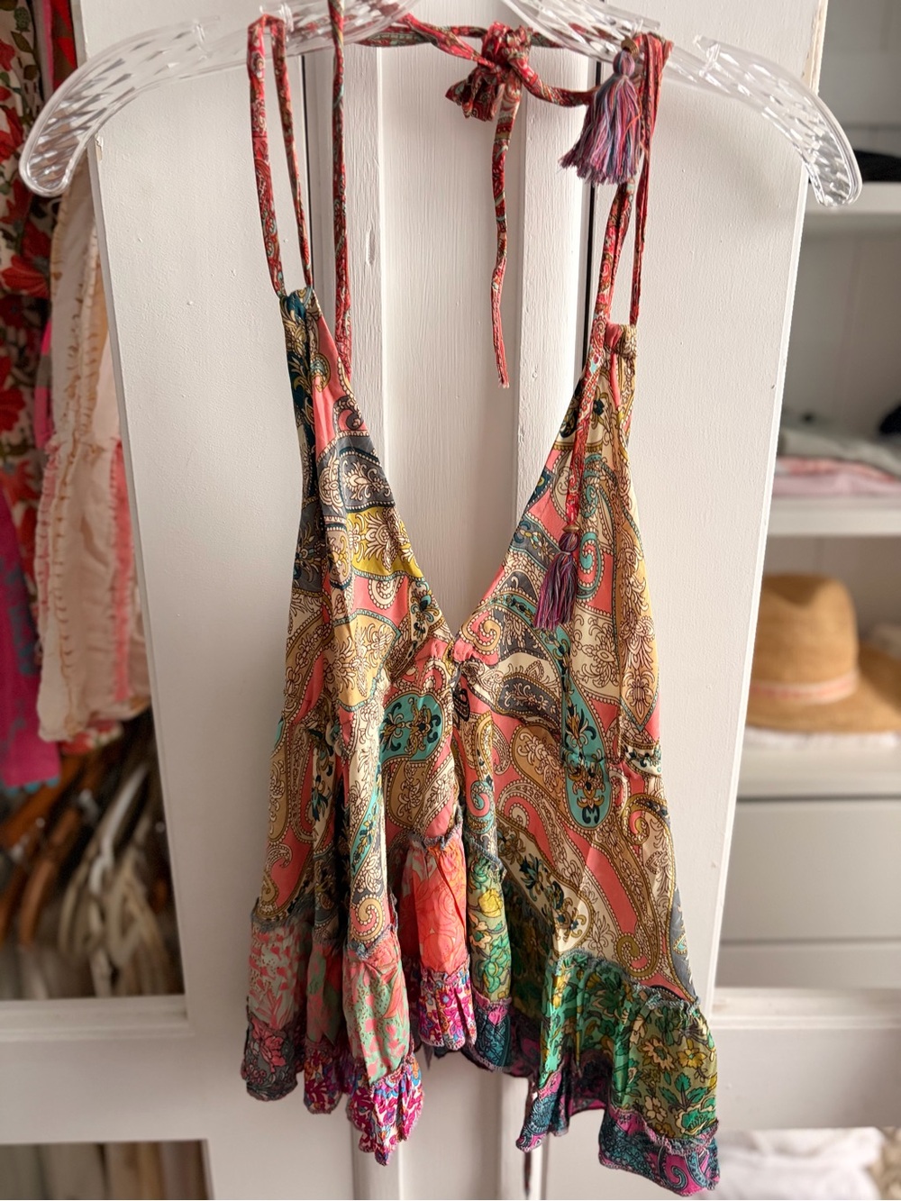 Boho Paisley Tie-Strap Women's Top - Multi